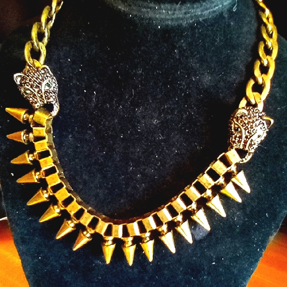 Natasha Gold Panther Spike Necklace